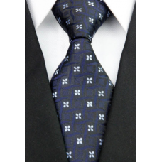 stropdas zwart donkerblauw met lichtblauwe bloemetjes